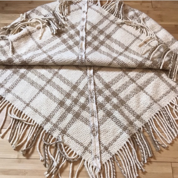 Burberry Plaid Fringe Cashmere Wool Poncho - Picture 3 of 7